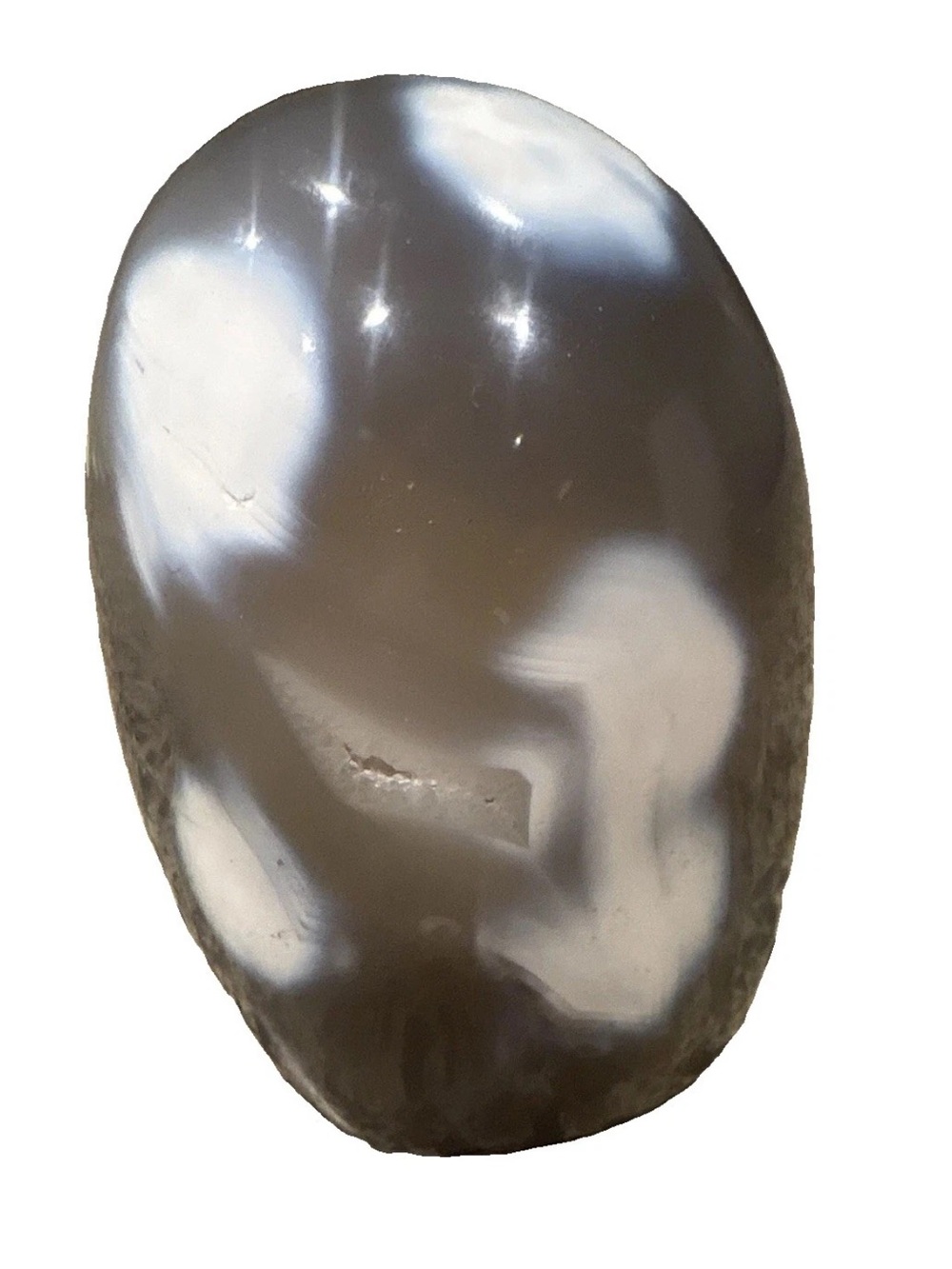 Polished Orca Agate Stone Cabochon - Gray and White